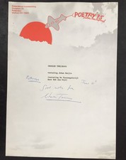 Charles Tomlinson, ORIGINAL SIGNED page, 1975 Poetry Event, English Poet