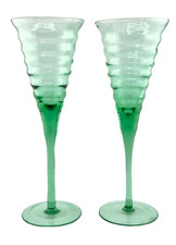 Pair Vintage Art Deco Ribbed