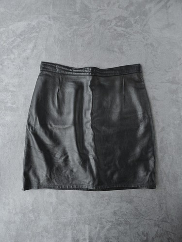 Women black leather mini - black,