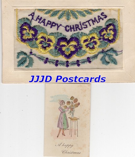 Embroidered silk postcard a - postcard,