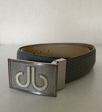 Druh Grey Leather Belt with Silver Tone with White/Cream Infill Buckle