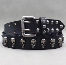 Leather Belt Mens Metal Rivet