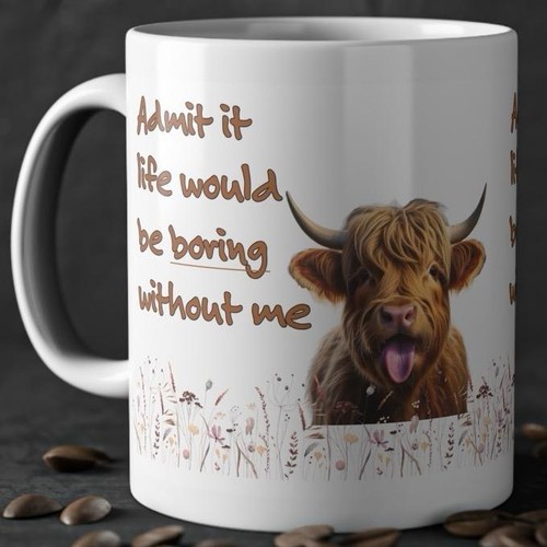 Highland cow mug admit - cow,
