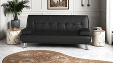Jace 3 Seater Sofa Bed black Faux leather