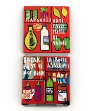 Contemporary Pop Art Mixed Media Paintings X2 By Corrine Dalle Ore Signed Canvas