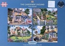 4 X 500 Piece Gibsons Jigsaw Puzzles “The Gardener’s Round” - 1 Missing Piece