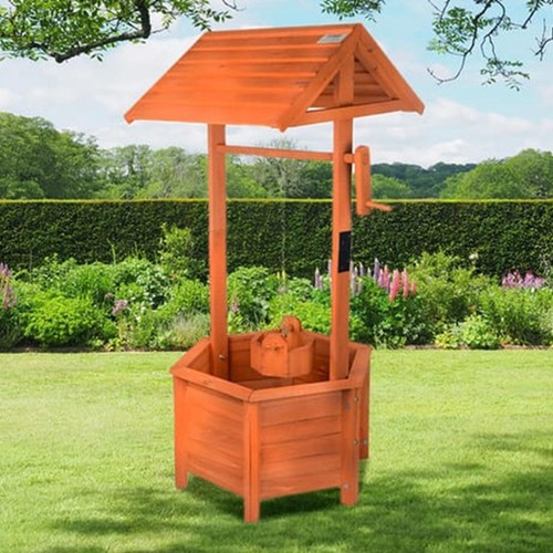 Wooden wishing well planter - well,