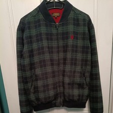 Vintage Y2K 2000s Aertex Green Plaid Bomber Jacket Plaid Mod Punk Medium