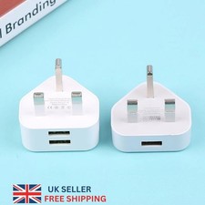 UK Mains 3 Pin Plug Adapter Wall Charger 1/2/3-Port Dual USB For Phones Tablets