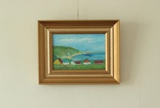 Original Vintage Landscape Painting on Panel – Hans Hansen – Framed