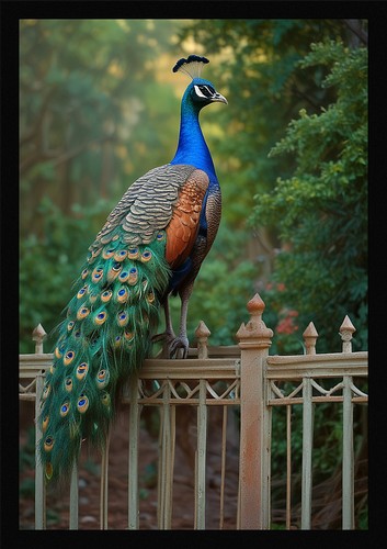 Peacock timeless framed - framed, wall
