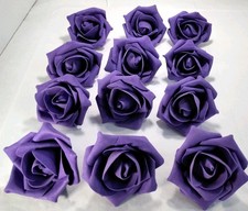 12 x Flower Heads Joblot Artificial Purple Foam Rose Craft Cake See Desc