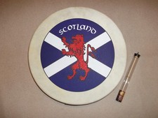 WALTONS 18" BODHRAN (IRISH HAND DRUM) WITH SCOTLAND FLAG & SCOTTISH LION RAMPANT