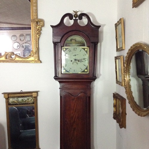 Antique oak grandfather clock - oak,
