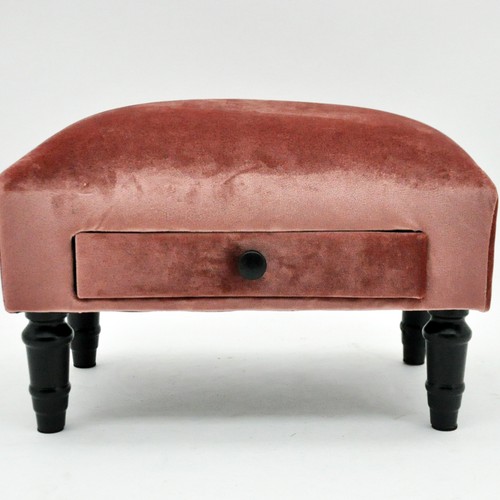 Pink velvet ottoman - pink,