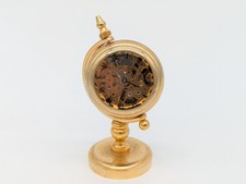 Miniature Table Clock Skeleton Clock Gold Effect Mechanics Clock Vintage