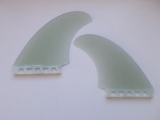 AM POWER TWIN FINS SET solid fibreglass CLEAR surfboard surfing set x 2 LARGE