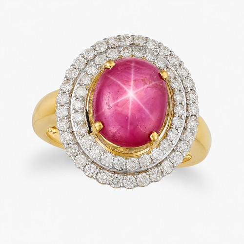 18k gold star ruby - and, double