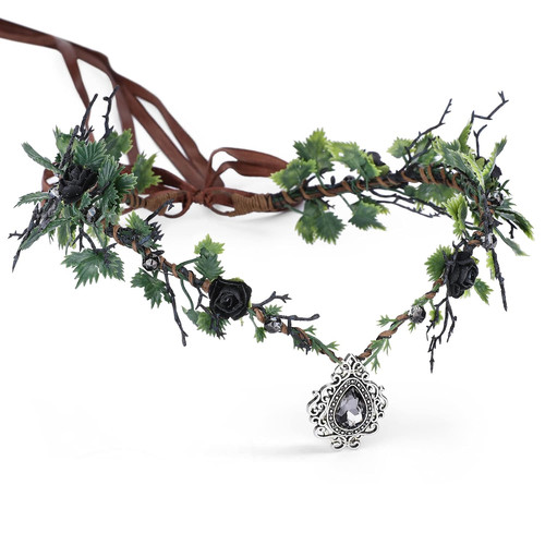 Black fairy flower headband - black,