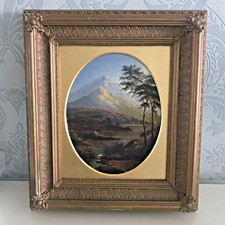 Victorian Oval Oil Painting On