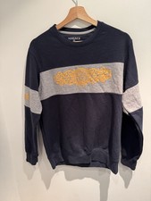 Versace Medusa Logo Sweatshirt Jumper Size M Navy Blue Grey Gold Embroidered 