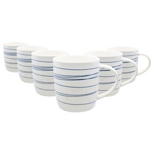 6x 350ml Stoneware Mugs Simply Home Patterned Drinking Coffee Tea Cups Set