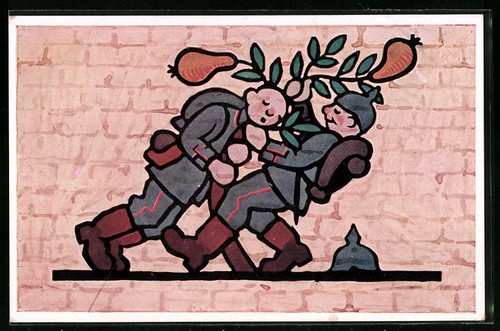Postcard soldier towing - soldier,