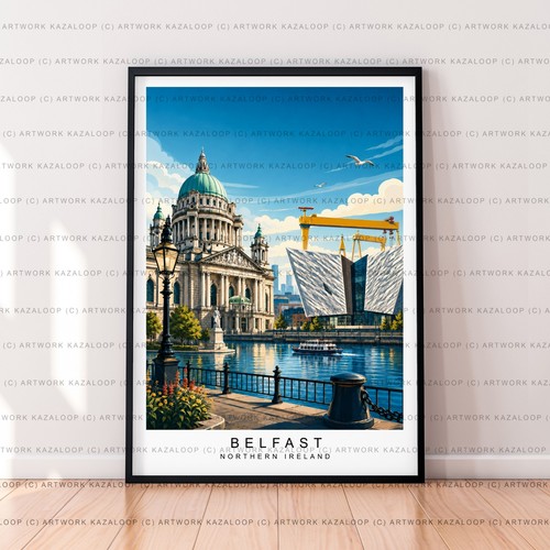 Belfast unframed illustration - belfast,
