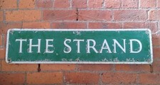 GENUINE VINTAGE 'THE STRAND' LONDON GREEN STREET SIGN - RARE!