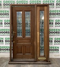 WOODEN FRONT DOOR SIDELIGHT VARNISHED HARDWOOD EXTERNAL EXTERIOR DOUBLE GLAZED
