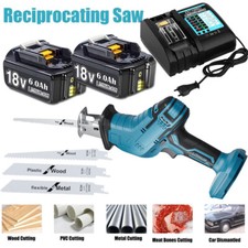 Cordless Reciprocating Saw Cutting + 4x Blade / Battery / Charger For Makita 18V