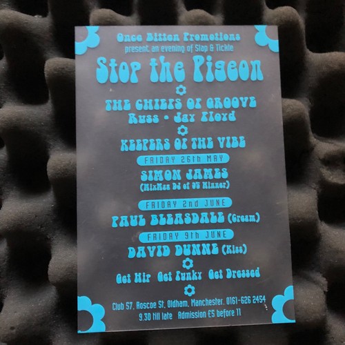 Stop the pigeon - rave, flyer