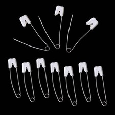 Quality Nappy Pins Baby Safety Snap Lock Plastic White Cap Designed in England
