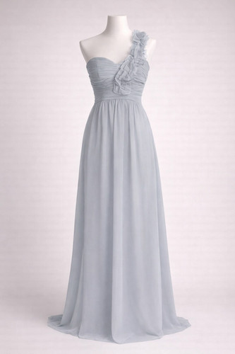 One shoulder chiffon dress - chiffon,