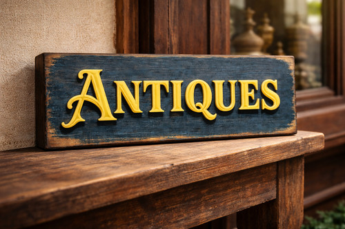 Antiques sign vintage style - antiques,