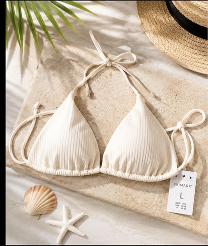Primark cream ribbed triangle - cream,