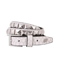 Single Stud Leather Belt White Snakeskin - Lowlife