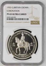 1953 QE II Coronation Proof Crown - NGC PF65UCAM - RARE ULTRA CAMEO