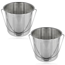 Plant Pot Bucket 12L Stainless Steel Gardening Shrub Flower Planter 12 Litre x 2