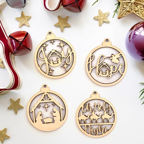 Nativity wooden bauble hope - nativity,