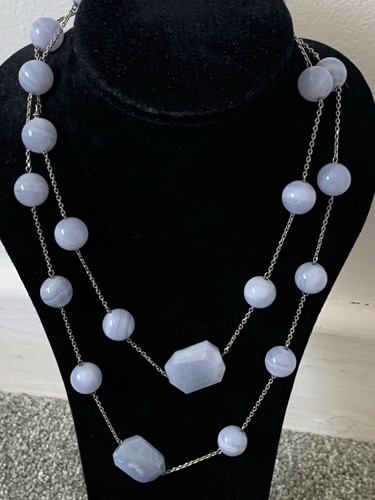 Blue lace agate beaded - blue,