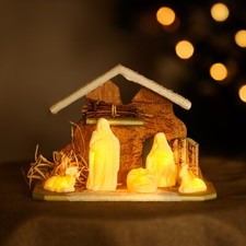 Christmas Nativity Scene Decoration LED Xmas Home Decor Stable Light Up Ornament