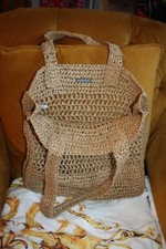 LADY'S "THIS SEASON" NEW WOVEN STRAW BEACH BAG BY PRIMARK DUSTY SAND COLOUR
