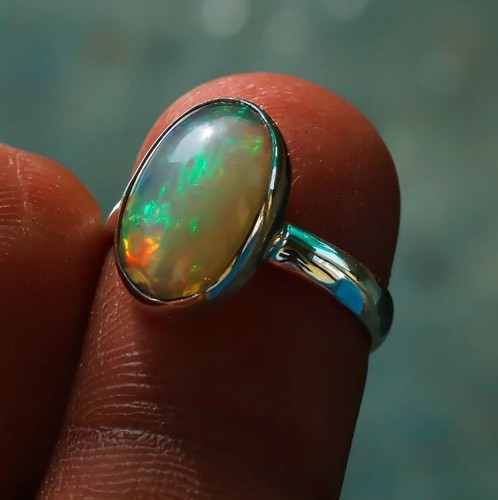 Natural ethiopian opal ring - natural,