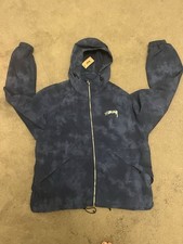 Stussy Windbreaker Jacket Blue Size Large Full Zip Logo