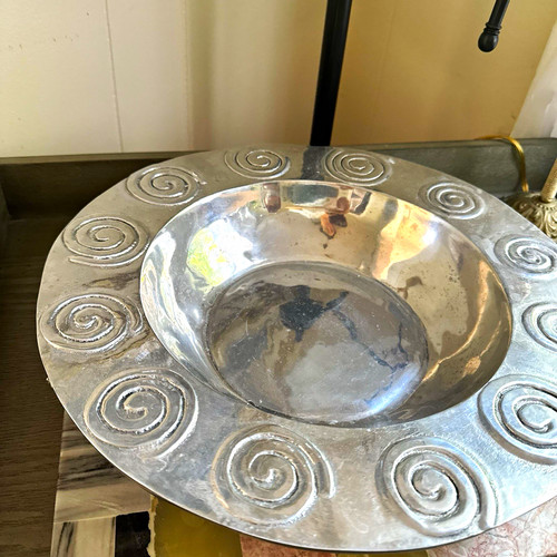 Vintage mexican pewter serving - mexican,