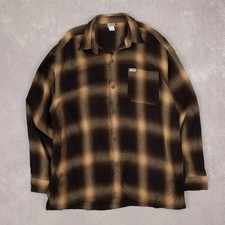 Vintage 90s Checked Wool Style Flannel Shirt 2XL Made in USA Men's Brown Plaid