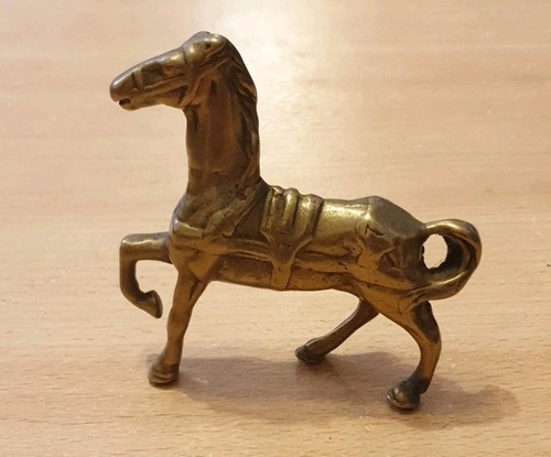 Small brass horse figurine - brass,