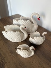 Set of 4 Goebel Matt Porcelain Swans West Germany Collectibles ZV103/II
