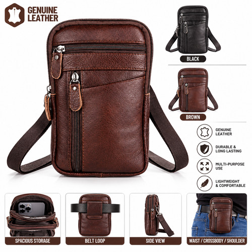 Men genuine leather phone - genuine,